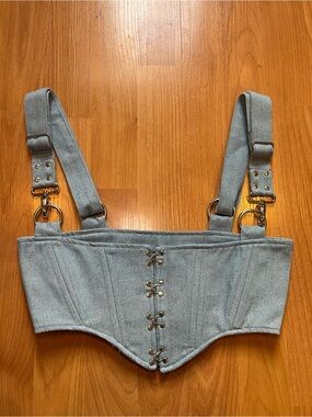 Dolls kill/Poster girl denim corset top